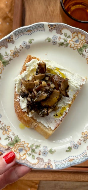 Chestnut Mushrooms and Whipped Goat's Cheese on Toast